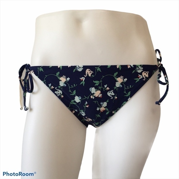 QUICKSILVER Blue Floral Side-Tie String Bikini Bottom NWOT - Picture 3 of 13